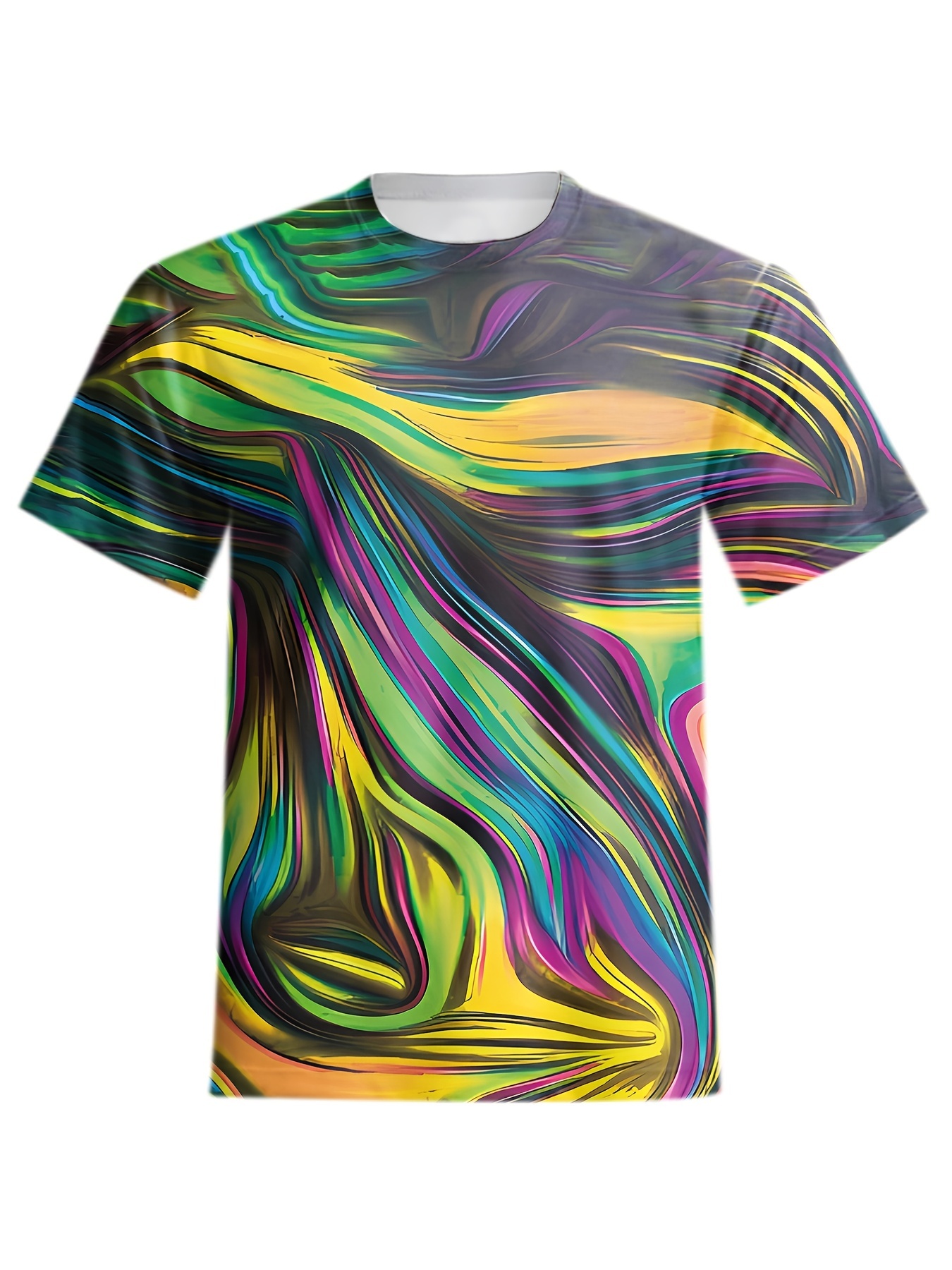 ZCFZJW 3D Color Block Pattern Graphic T-Shirts for Men Summer