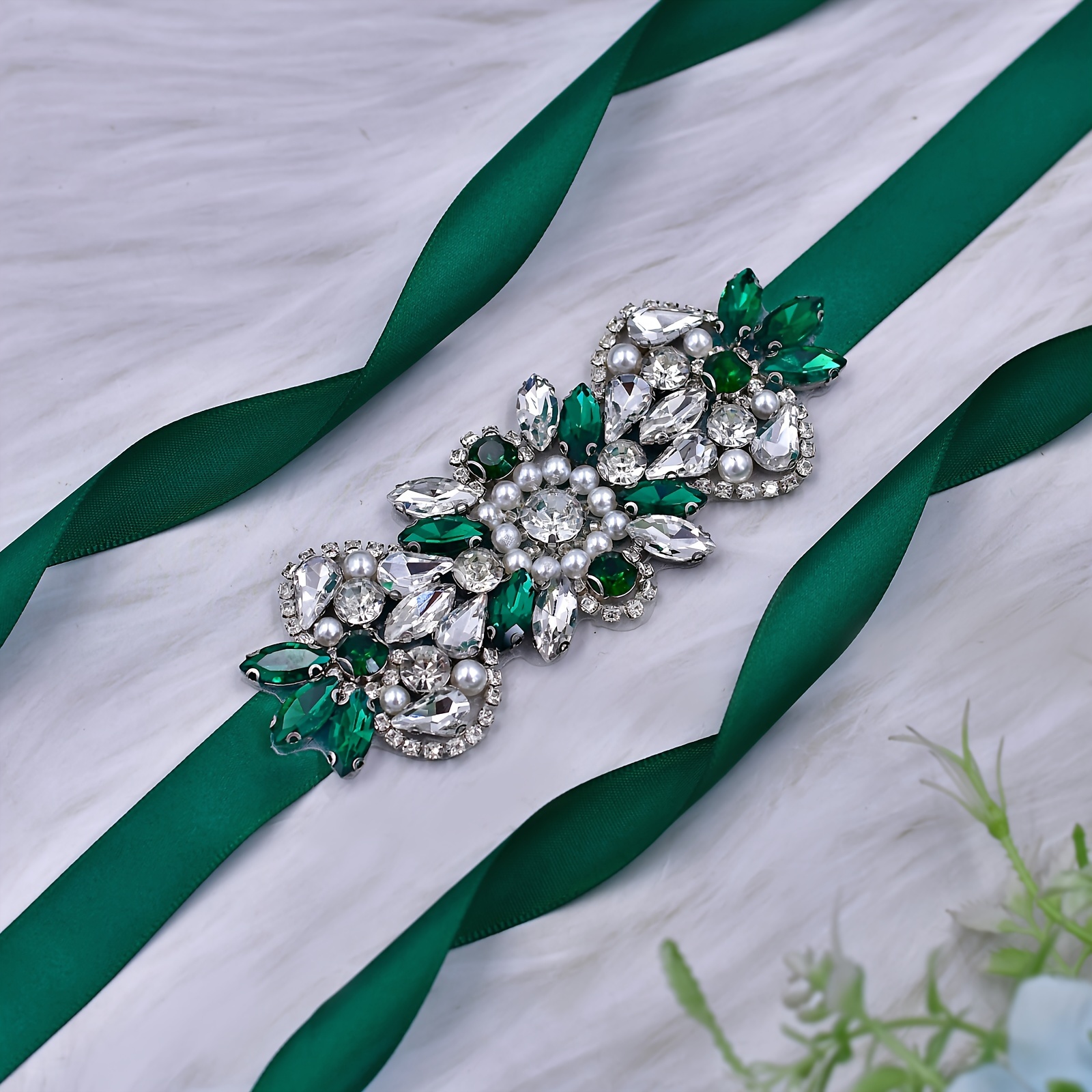 a dark green evening gown a waist belt bridal wedding Temu