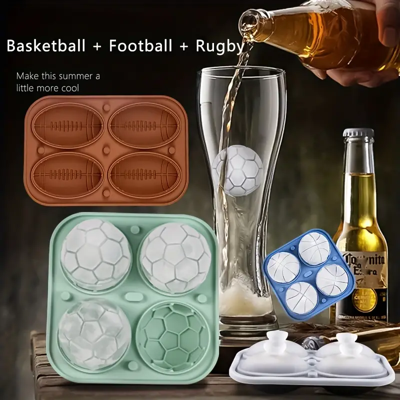 4 cavity Silicone Ice Ball Mold For Sports Fans Perfect For - Temu