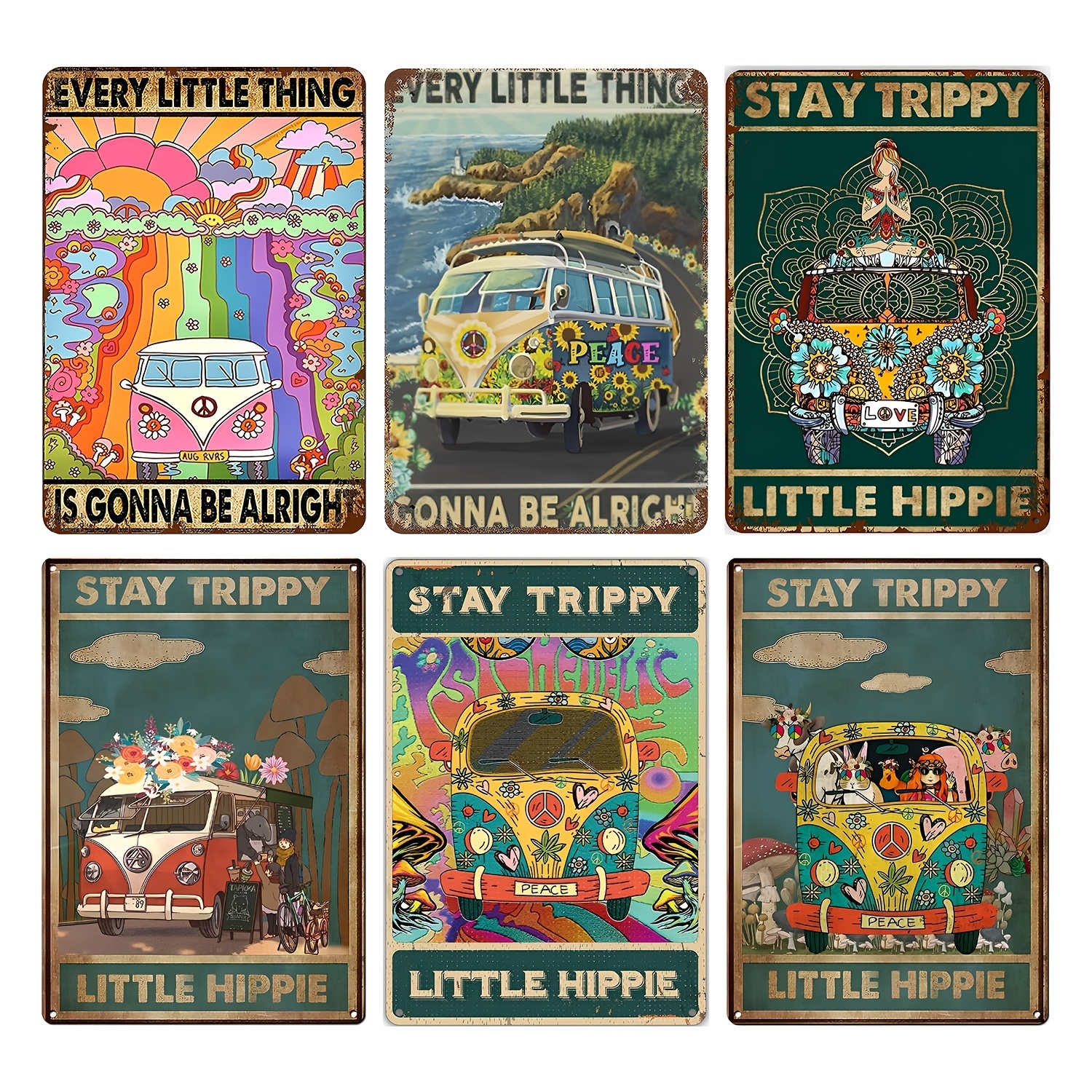 1pc Stay Trippy Hippie Funny Novelty Metal Signs Retro Wall Decor For Home Gate Garden Bars Restaurants Cafes Office Store Club Plaque Tin Sign Gift 12 X 8 Inch