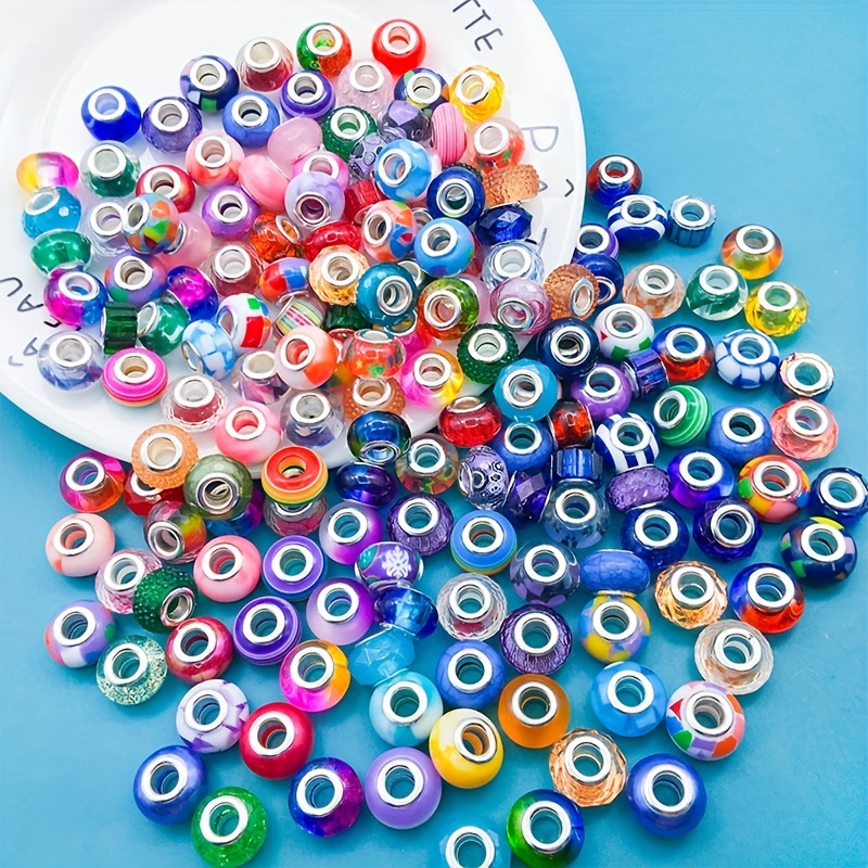 Mixed Colorful Acrylic Rondelle Large Hole Loose Beads - Temu