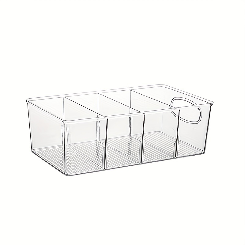 Stackable Refrigerator Organizer Bin With Removable Partitions