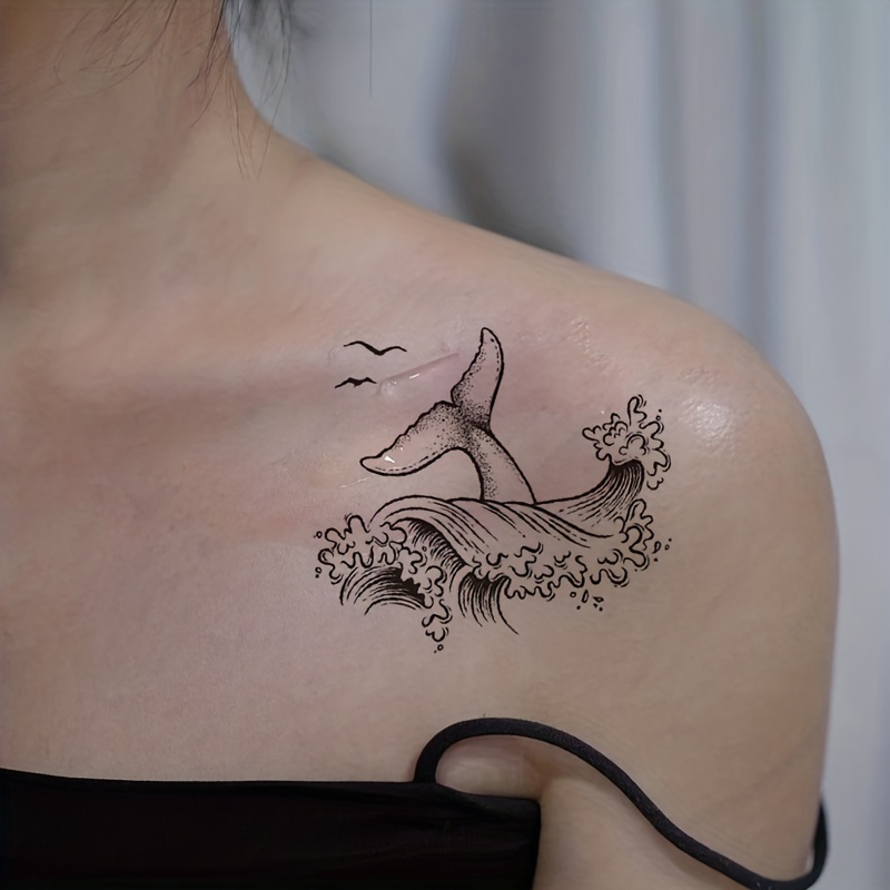 Waves Outline Temporary Tattoo 