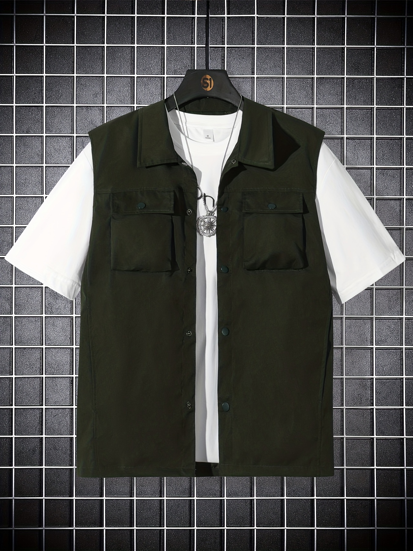 Flap Pockets Cargo Vest, Men's Casual Outwear Button Up Vest For Spring  Summer Outdoor Fishing Photography