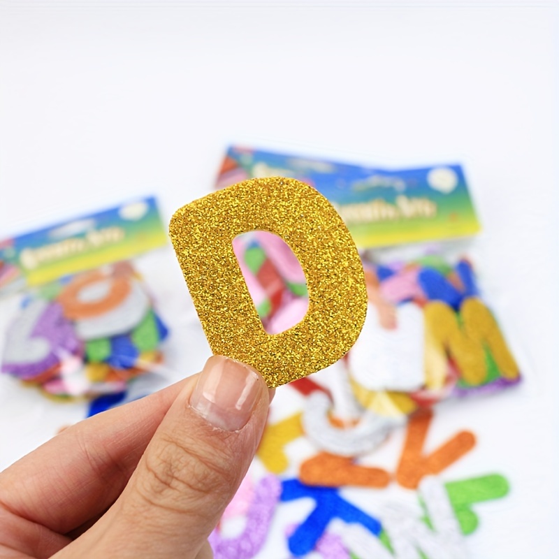 28pcs Colorful Glitter Letter Stickers Foam Self Adhesive A-Z Letters  Stickers for Children Collages Crafts Home