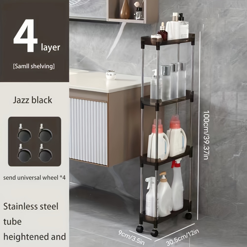 Slim Rolling Storage Cart 3 Tier Bathroom Organizer Mobile - Temu