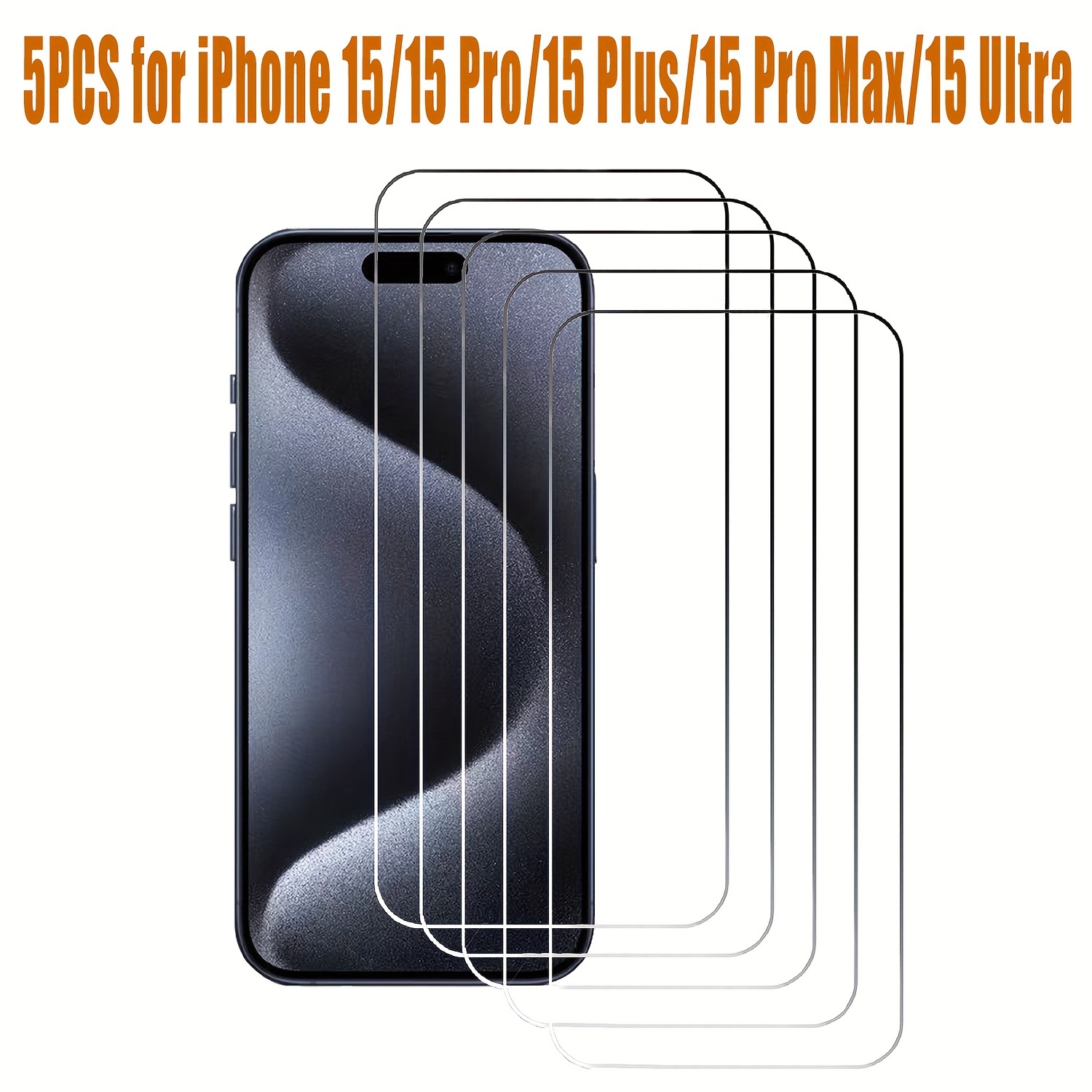 1-5PCS Transparent Tempered Glass For iPhone 15 Pro Max Screen