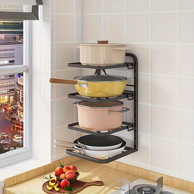 Kitchen Accessories Shelving Home Floor Multilayer Pot Storage Organizer Rack  Under The Sink Cabinet Hanging Wall Pot Shelf