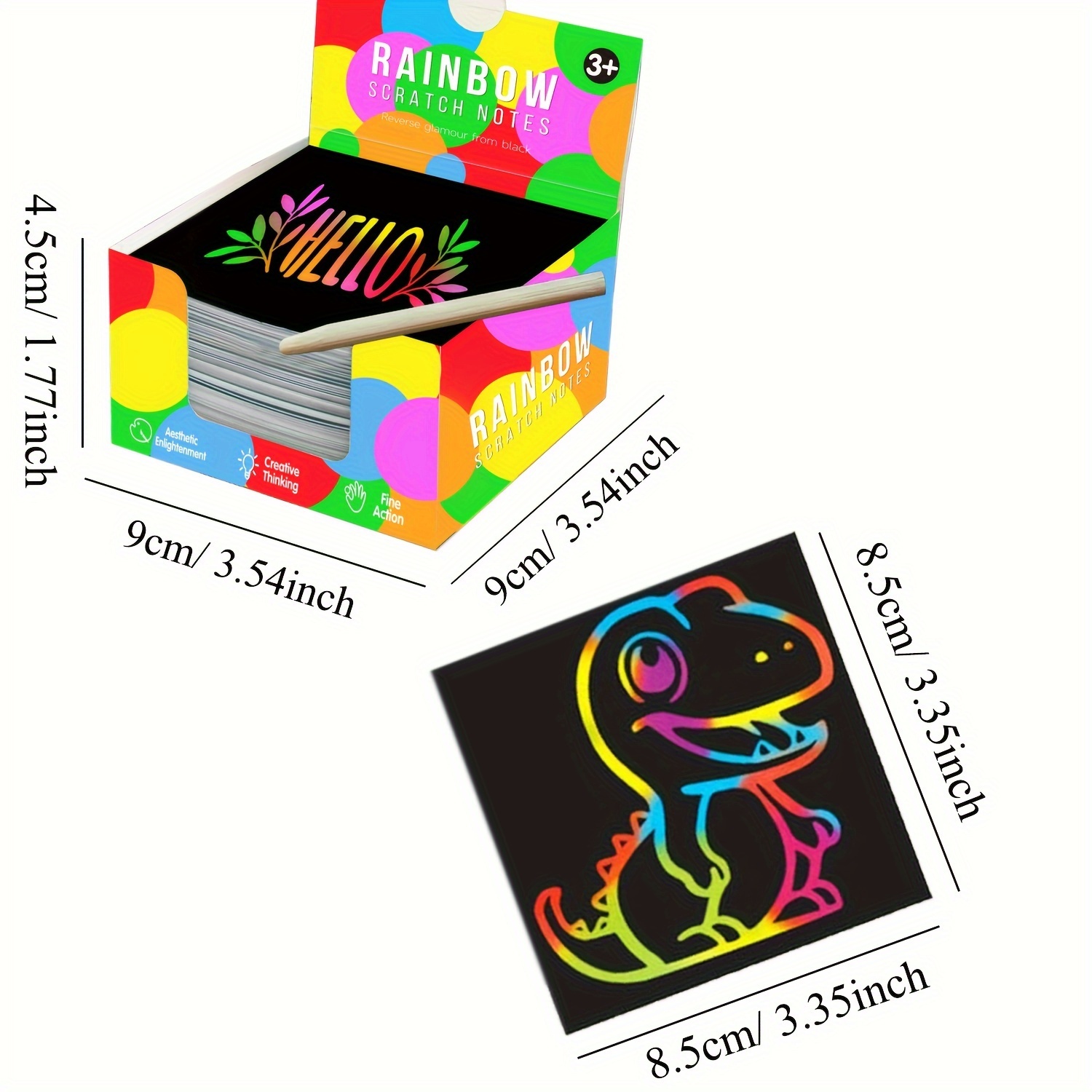 Scratch Rainbow Art Paper Set 10PCS, Kids Rainbow Scratchboard