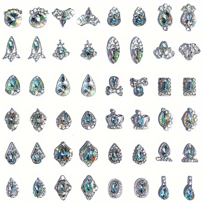 8pcs 2024 Pattern Nail Charms, Alloy Rhinestones Letter Charms For Acrylic  Nails, Golden Silvery Nail Jewelry For Nail Decoration