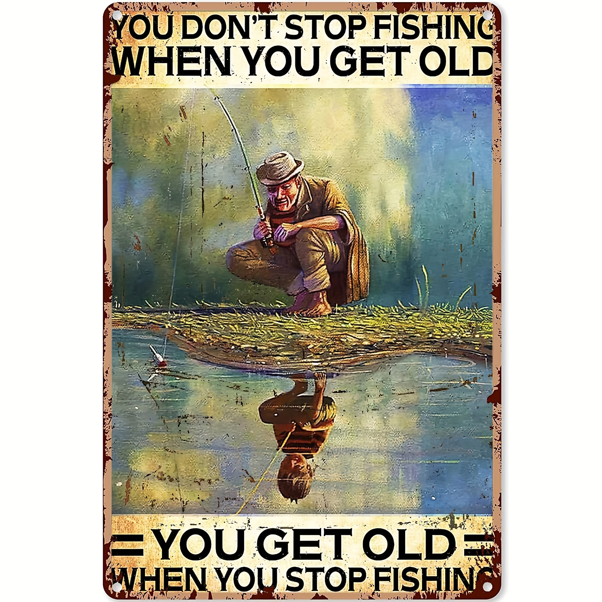 Nostalgia Fisherman Fishing Metal Sign Vintage Home decor The Power Of  Fishing Tin Poster Farm Farmhouse