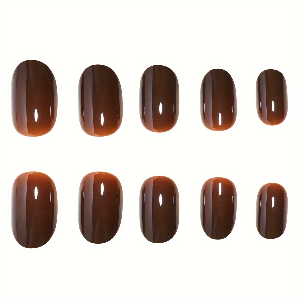 24pcs mid length oval shape press on nails solid color fake nail full cover nails for women details 28