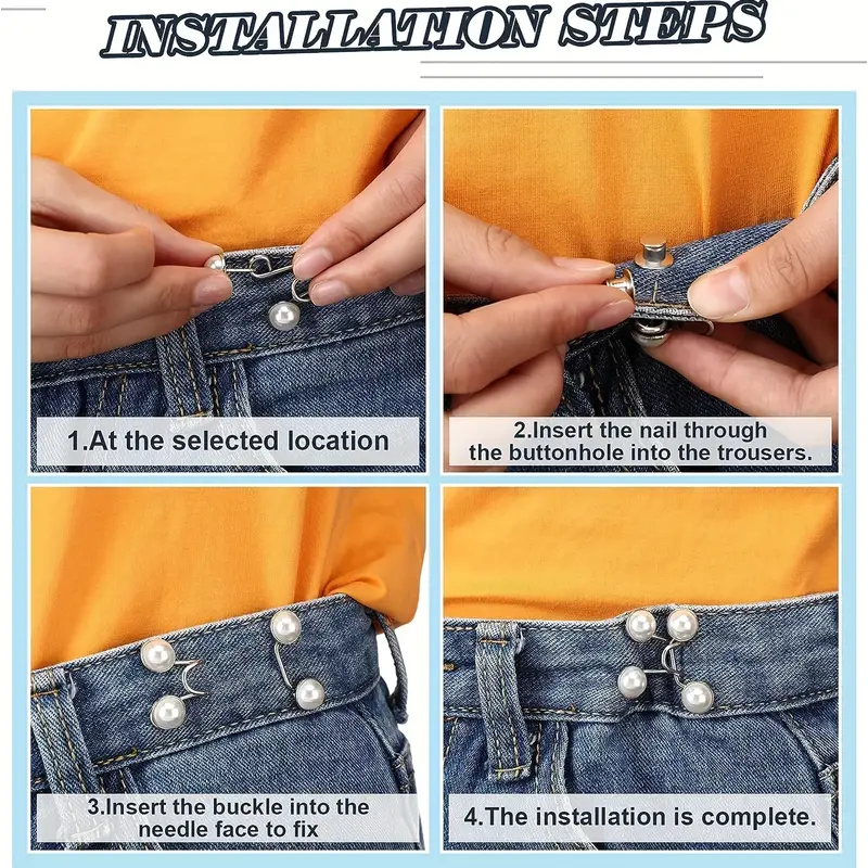 Jean Button Pins Adjustable Buckle Extender Set, No Sewing Required, Pant Waist  Tightener For Jeans Dress Fit Instant Button - Temu