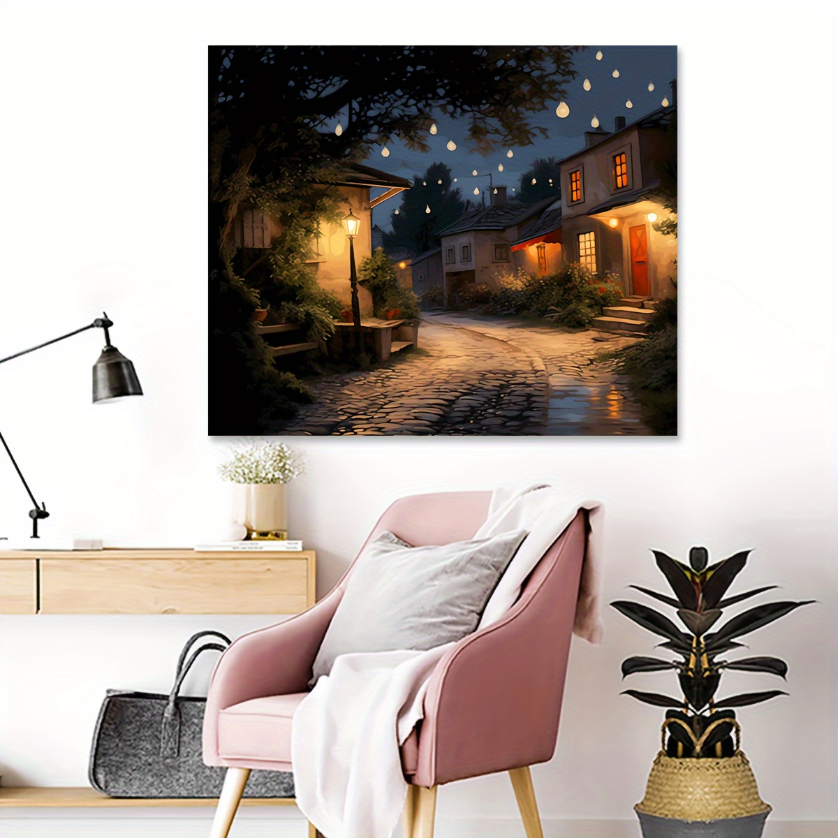Diy Painting By Numbers Kit House Night Landscape Acrylic - Temu