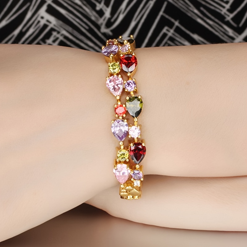 

1pc Hot-selling Retro Crystal Bracelet, Copper Golden Jewelry Gift Fashion Retro Bracelet For Men Women