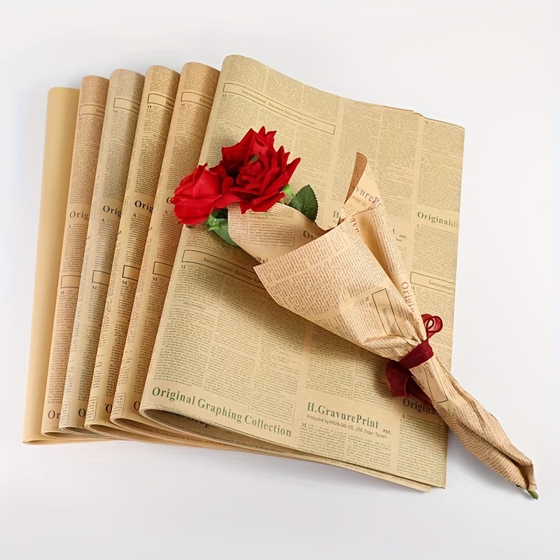 Vintage English Newspaper Kraft Paper Flower Wrapping Paper - Temu Germany