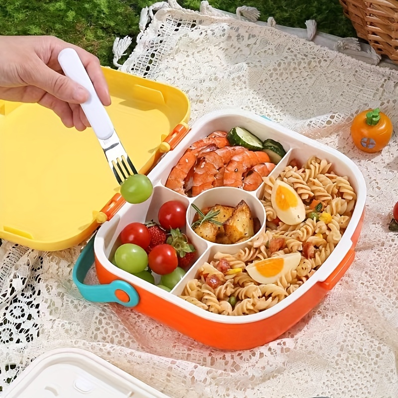 Portable Lunch Box With Cutlery Set 4 compartment Food - Temu