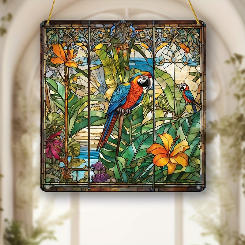 BEAU PANNEAU D'ATTRAPE-SOLEIL avec colibri vitrail matériau