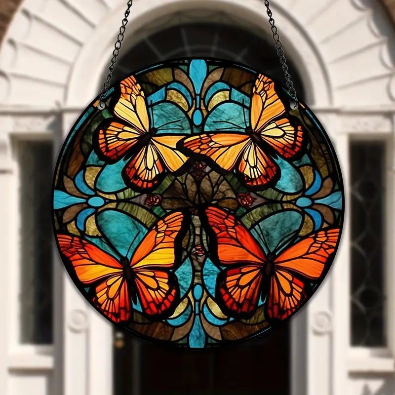 1pc butterfly stained suncatcher butterfly ornament window hanging decor thaksgiving day gift for mom grandma teacher women friend details 4
