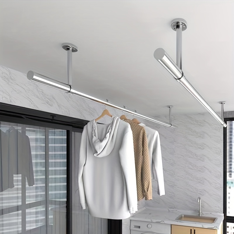 Metal Drying Clothes Pole Balcony Top Installation Fixed Temu