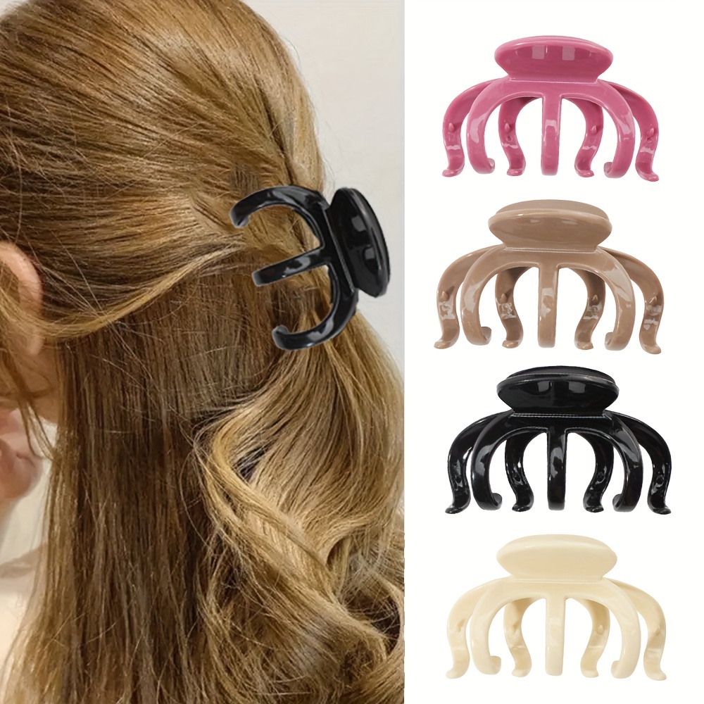 1pc Women's Brown Floral Acetate Hair Clip, Retro Shark Hair Claw For  Ponytail, Headwear Accessory For Daily Wear