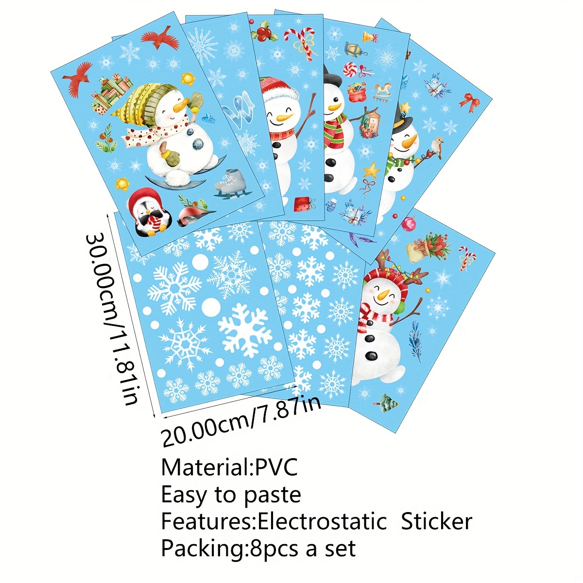 TEMU Set Of 8 Christmas Snowman Static Stickers Party Decoration Window Stickers