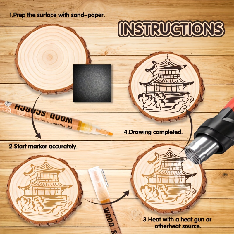 DOARY Wood Burning Pen, Scorch Marker Kits Pyrography Wood Scorch Pens Heat  Sensitive Marker DIY for Wood and Crafts