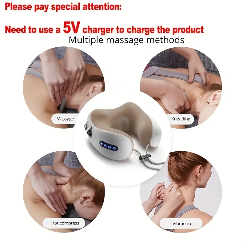 Massaging Neck Vibrating Pillow Relaxation for Home and Office Electric Portable Cushion