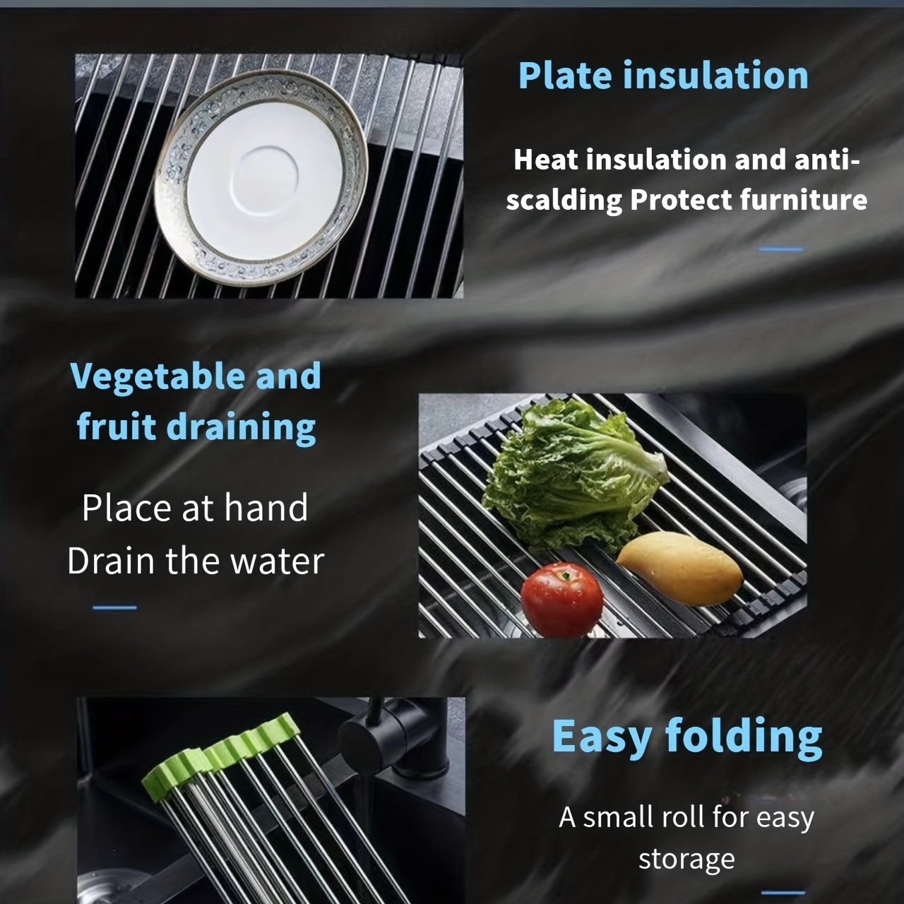 3pcs Stainless Steel Sink Drain Baskets Kitchen Rack