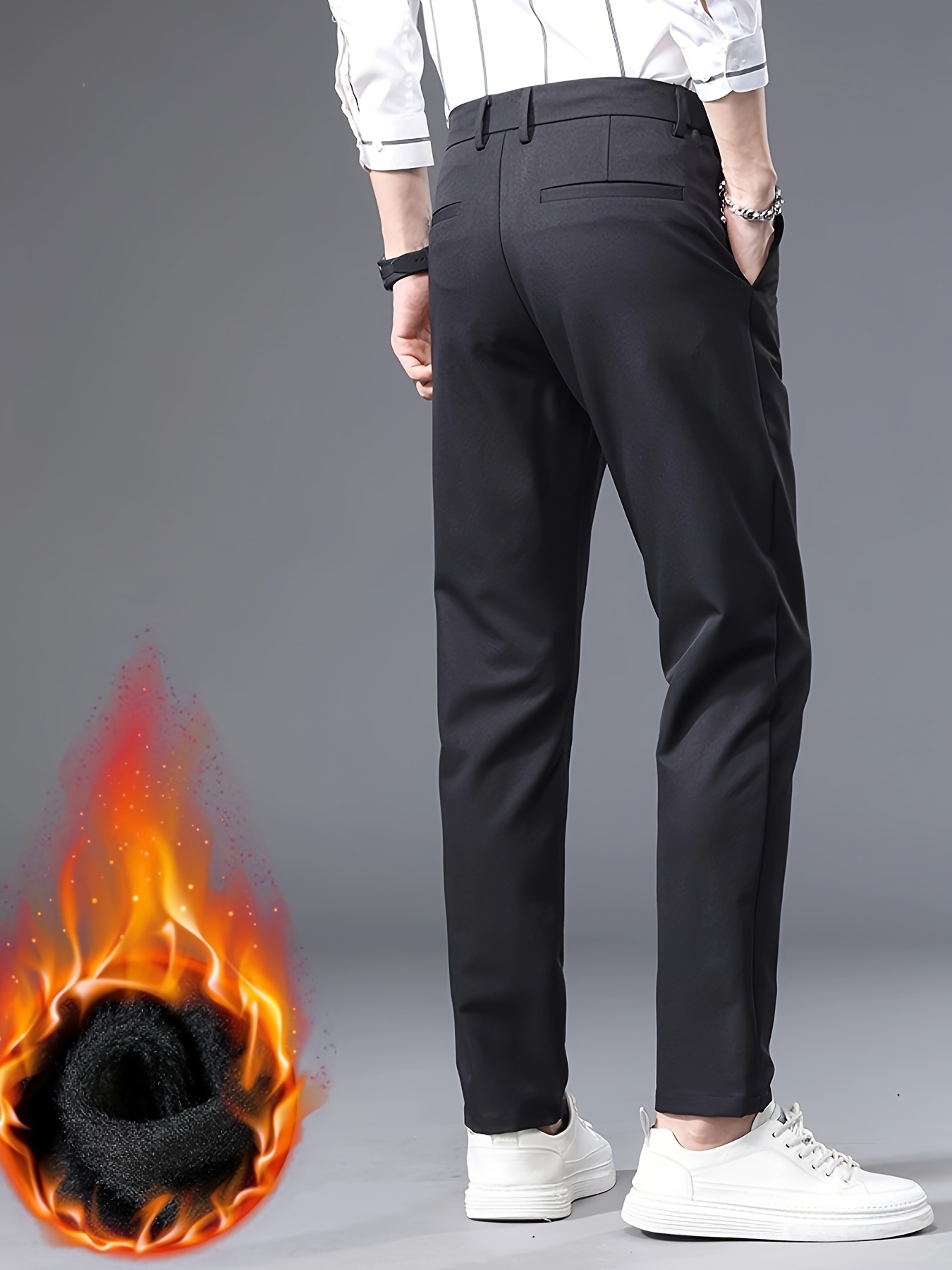 Mens Korean Style Slim Fit Pants Formal Business Trousers Leisure