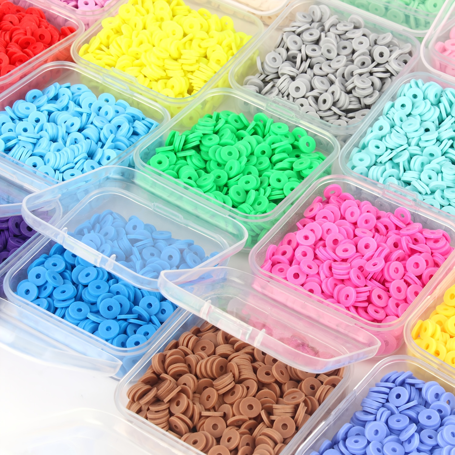 Hole Polymer Clay Beads Flat Round Disc Spacer Heishi Beads - Temu