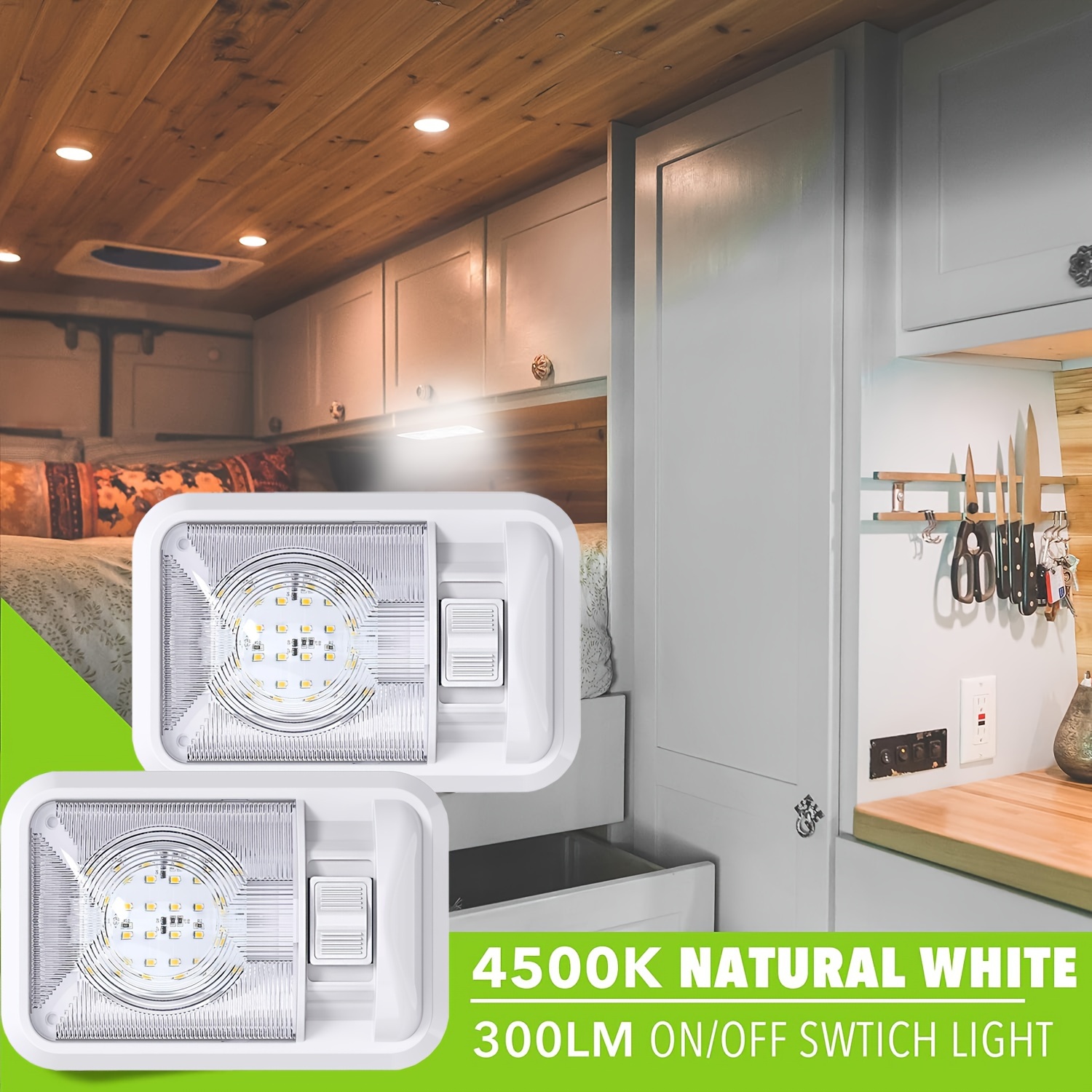 Barra de luz LED, 12 V, blanco frío, 6000 K, barra de luz LED interior con  interruptor de encendido/apagado para caravana, cámper, camioneta