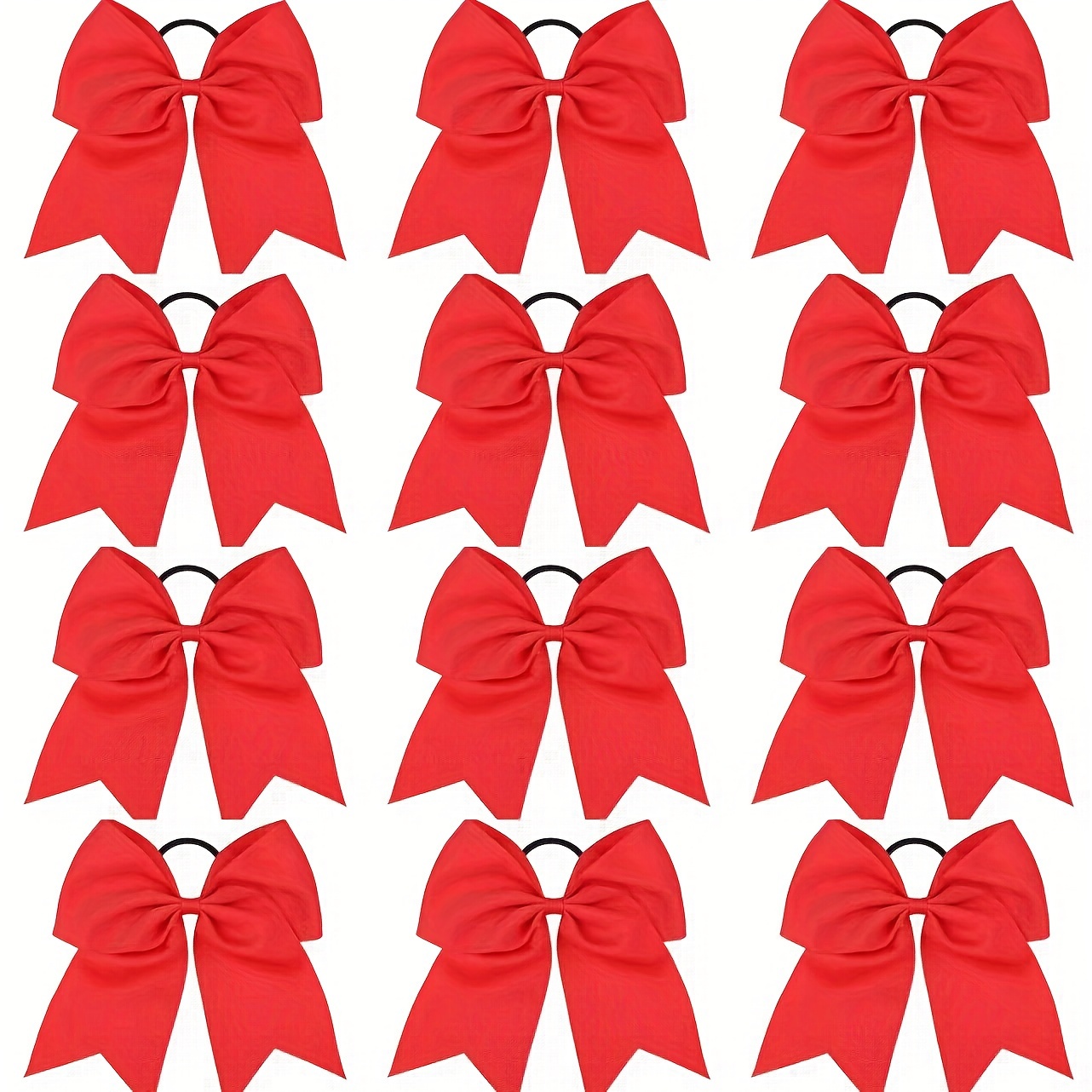 Red Cheer Bow for Girls Large Hair Bows with Ponytail Holder Ribbon