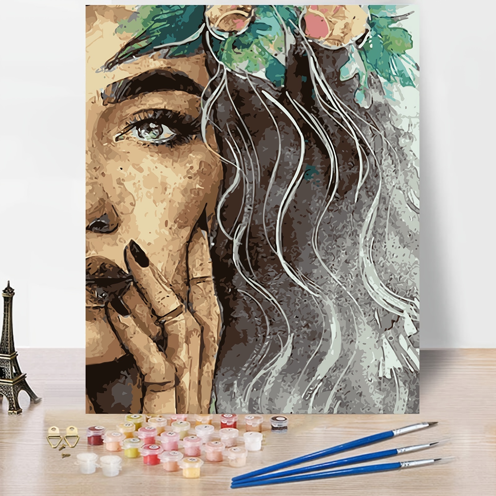 Melanin Girl DIY Canvas Art Kit for Adults Beginner, Acrylic Paint Size  11x14 inch