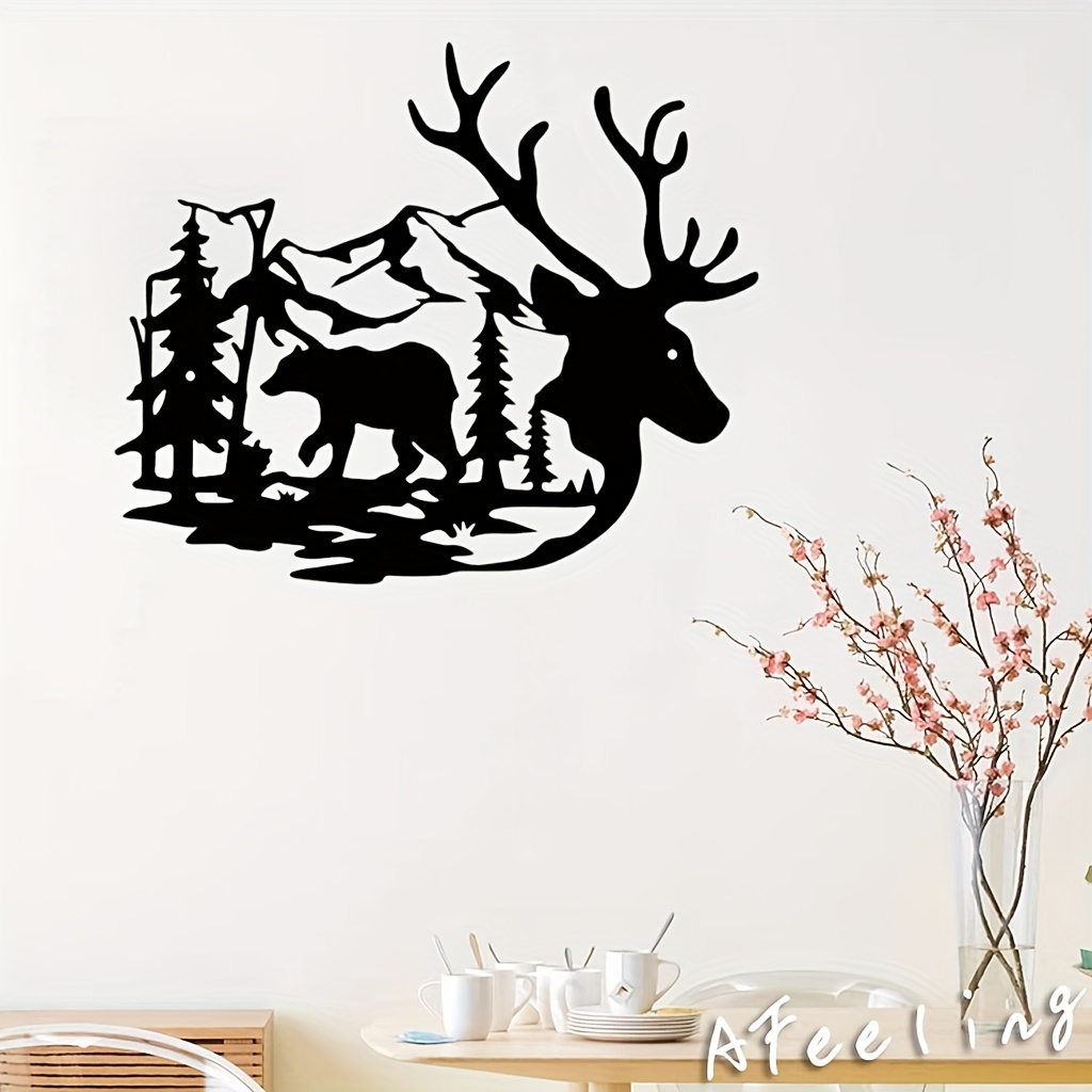 Wild Animal Wall Hanging Decor Deer Bear In The Forest Pine - Temu