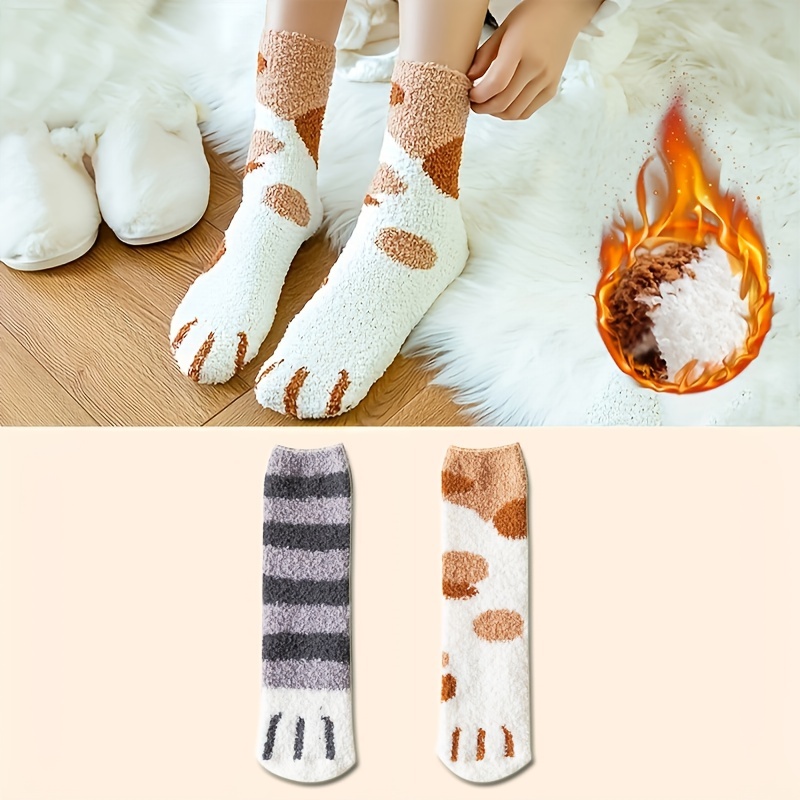 Cute Cat Claw Socks Soft Fuzzy Slipper Socks Winter Thicken