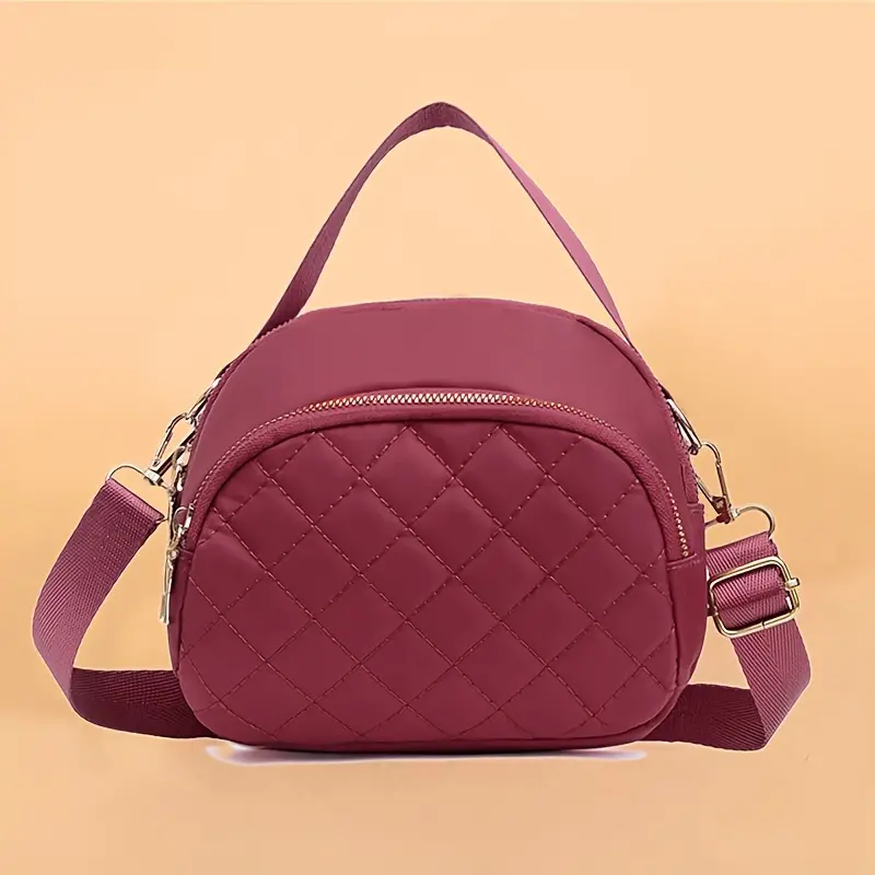 Trendy Argyle Checked Quilted Mini Crossbody Bag, Solid Color Multi-layer  Zipper Handbag, Perfect Shoulder Bag For Daily Use - Temu New Zealand