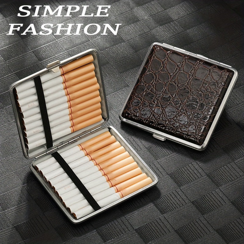 Crocodile Pattern Simulation Leather Material Cigarette Box - Temu