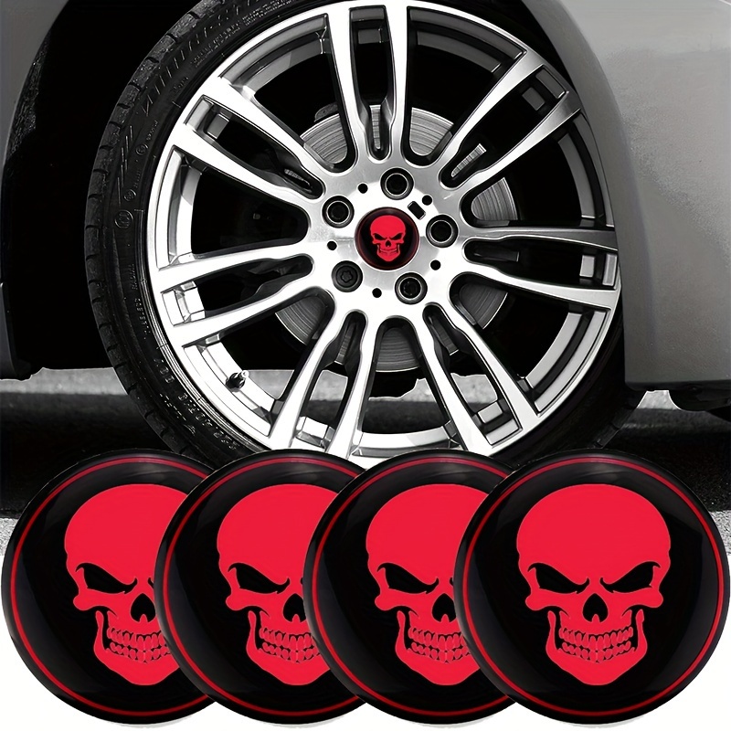 

4pcs Skeleton Car Wheel Center Cap, Car Wheel 3d Emblem Stickers Cover 56mm
