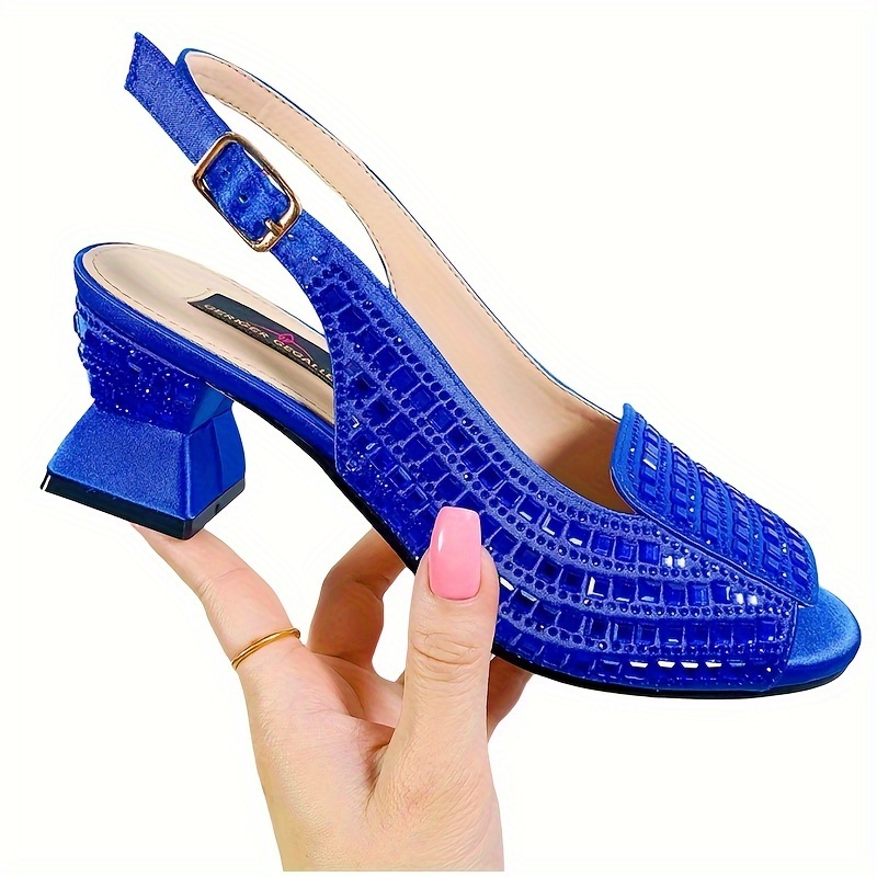 Royal blue chunky on sale heels