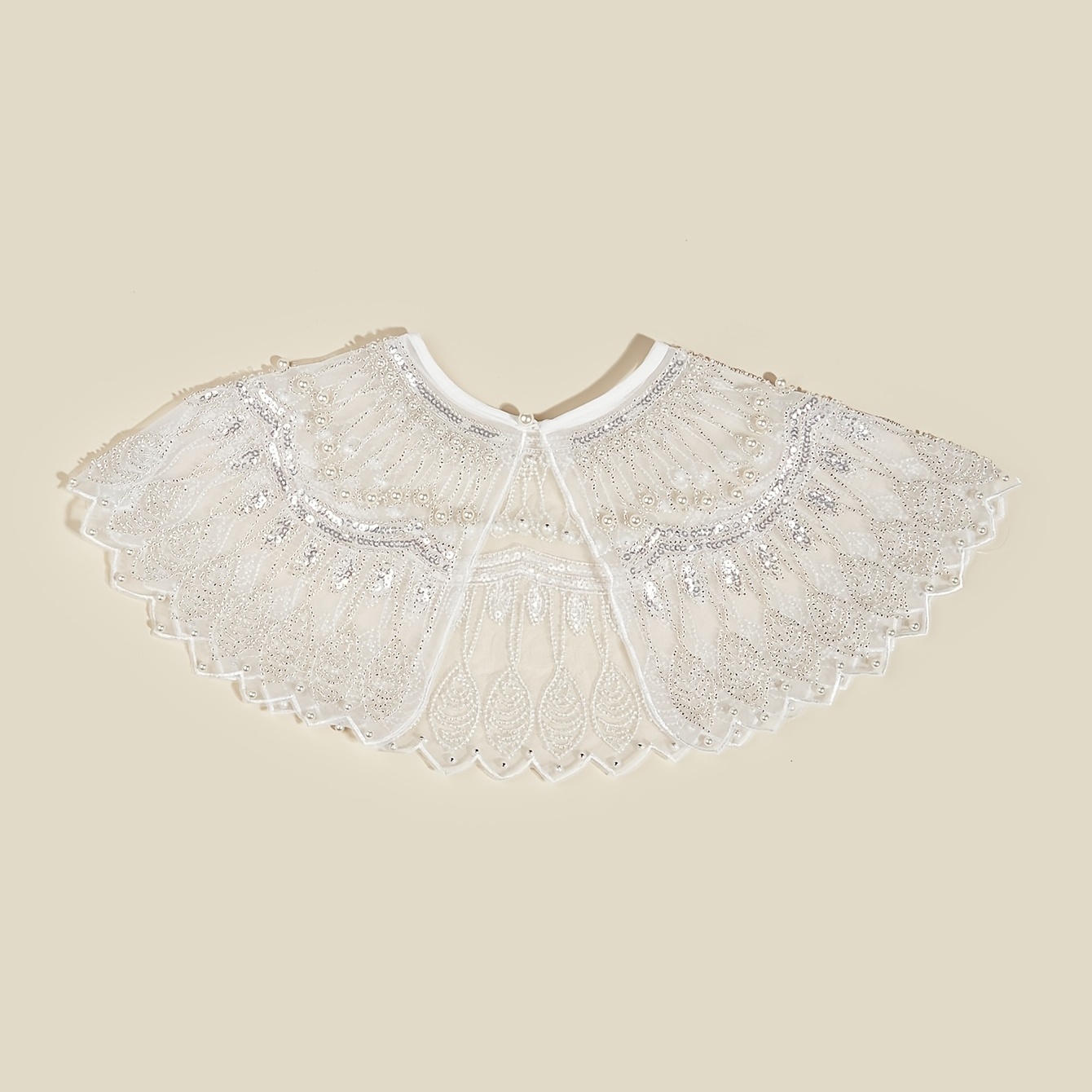 2 Layer Mesh Pearl Thin Shawl Dress Decorative Shawl For Women