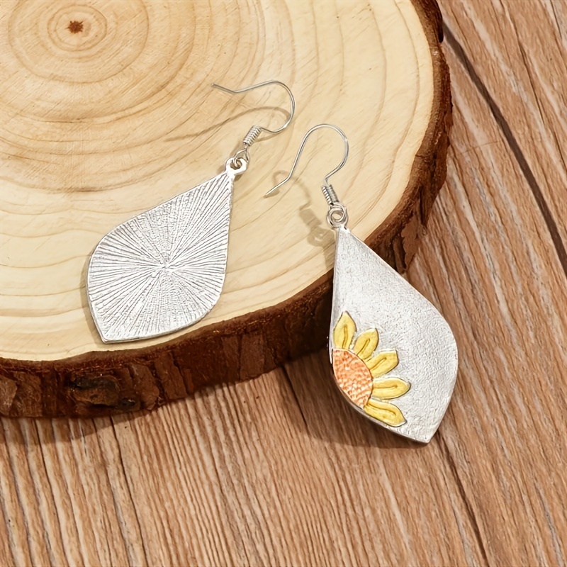 Boho Sunflower Pendant Earrings - 2pcs Pair