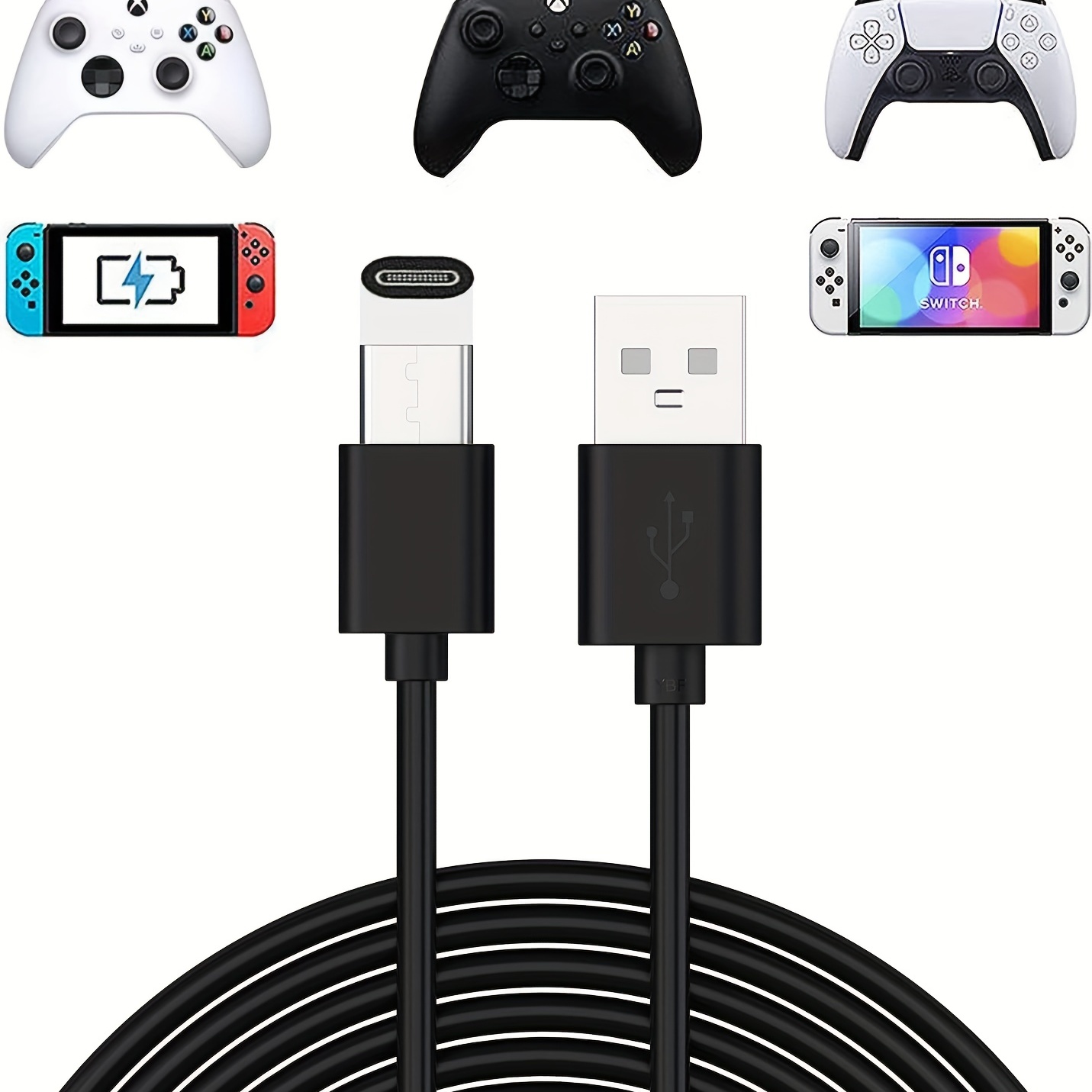 2Pack 3M Cable Chargeur pour Sony Manette,Playstation 4,DualShock 4,PS4  Pro/ PS4 Slim,Xbox One/Xbox One S/ Elite/Xbox One X,Cordon de Recharge  Nylon Tressé,Micro USB : : Informatique