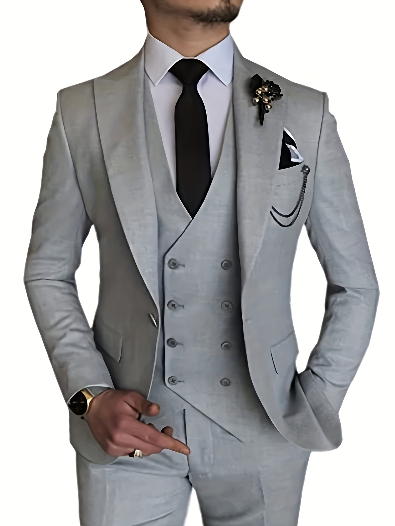 Men Suits 3 Piece Slim Fit Suit Set, One Button Wedding Prom Business Suit  Sets for Men, Men's Suit Jacket Vest Pants Set : : Clothing, Shoes