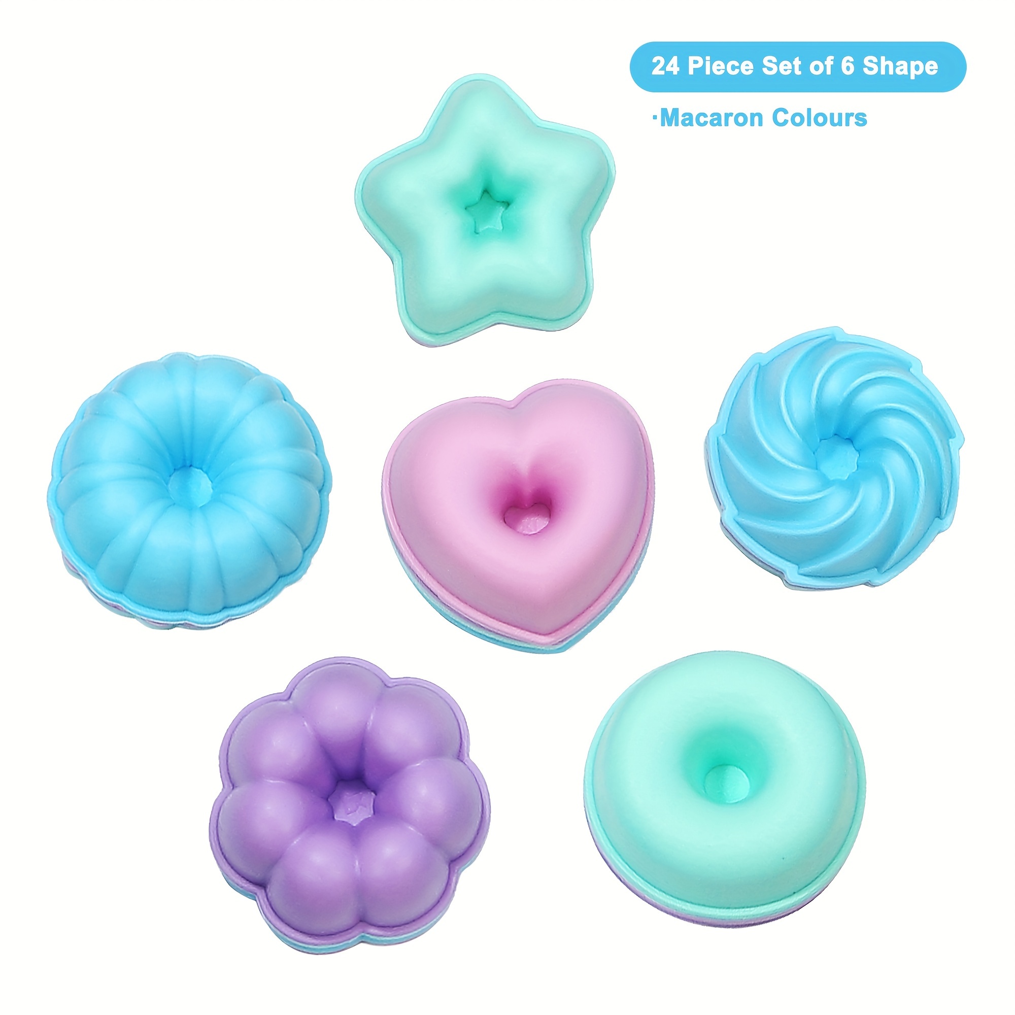 Good-Life 6Pcs Silicone Heart Shape Cupcake Liners Reusable Non