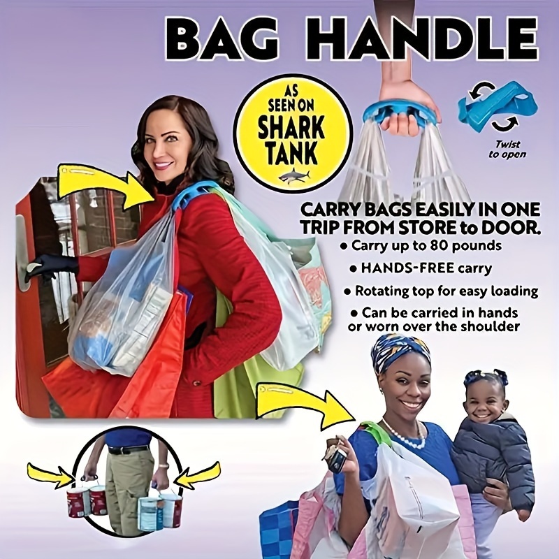 Click & Carry Grocery Bag Carrier as Seen on SHARK TANK with Soft Cushion  Grip (