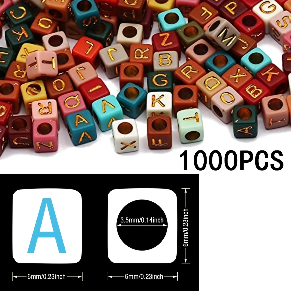 200Pcs 6MM White-Black Acrylic Alphabet LetterA-Z Cube Beads for