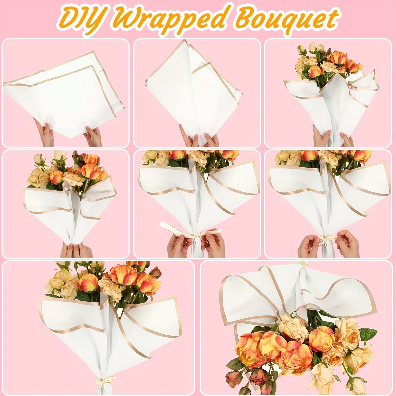 DODXIAOBEUL 20 Sheets Waterproof White Wrapping Flower Paper,Florist Supplies Bouquet Paper DIY Crafts,Floral Wrapping Paper Sheets Frosted Bouquet
