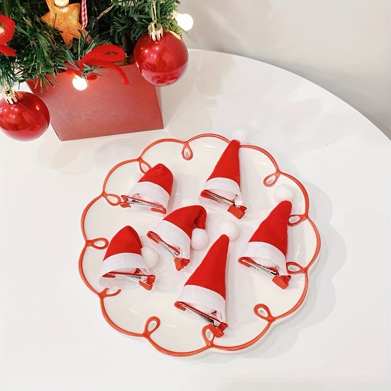 Mini Christmas Hat Hairpin Photo Decoration Plush Edge Clip