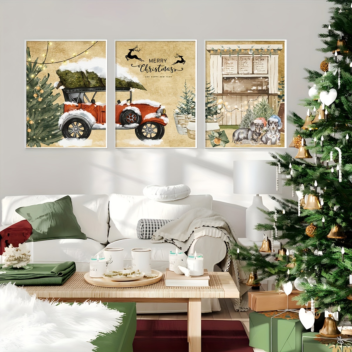 Canvas Poster Printed Painting Rustic Christmas Art - Temu